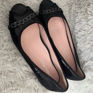 Taryn Rose ACI Black Women's Open Toe Chained Detail Shoes 5.5M